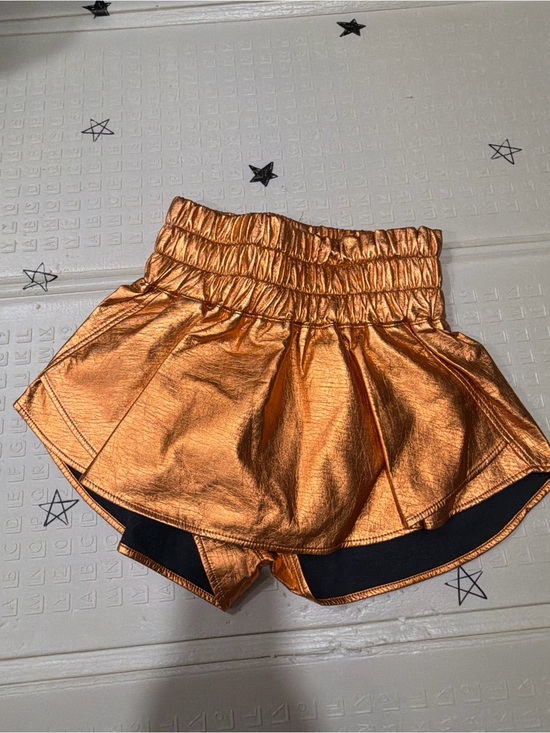 Peach Love California Pants - Peach Love California Metallic Copper Skort Shorts